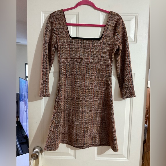 Free People Uptown Girl Mini Dress Brown Multi Color Size 4 - Picture 6 of 14